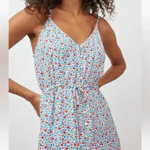 NWT Rails Frida Floral Midi Tie Waist Button Front Dress Wild Daisies S